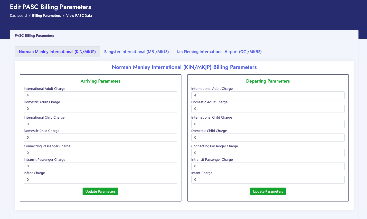 PASC Billing Parameters