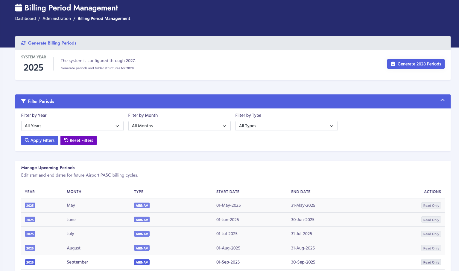 Billing Period Management