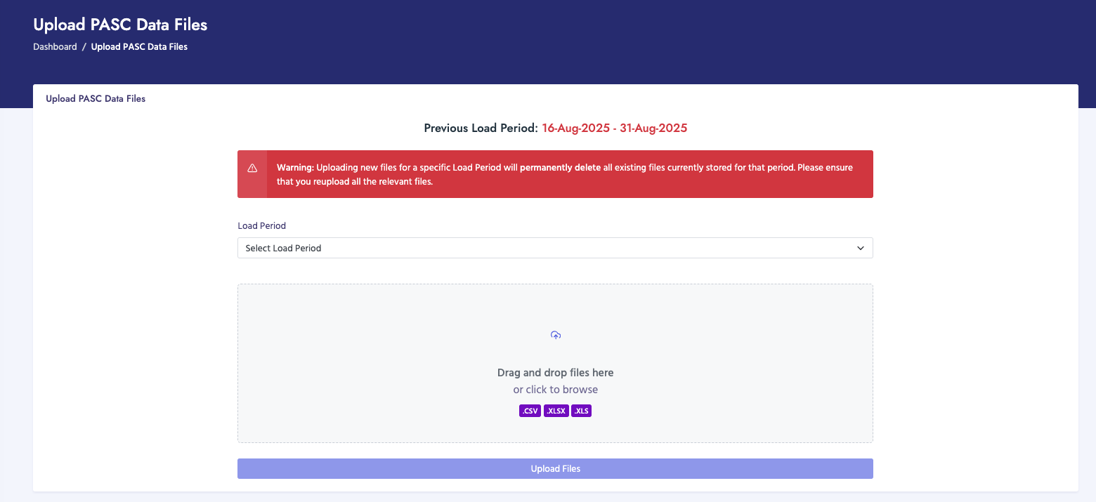 Upload PASC Data Files